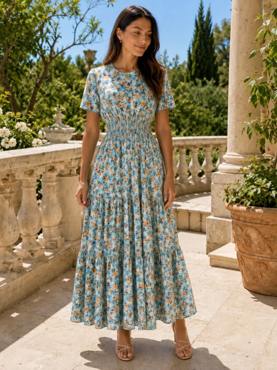Rochie Florală din 100% Bumbac Natural – Fabricată în România - Model M62