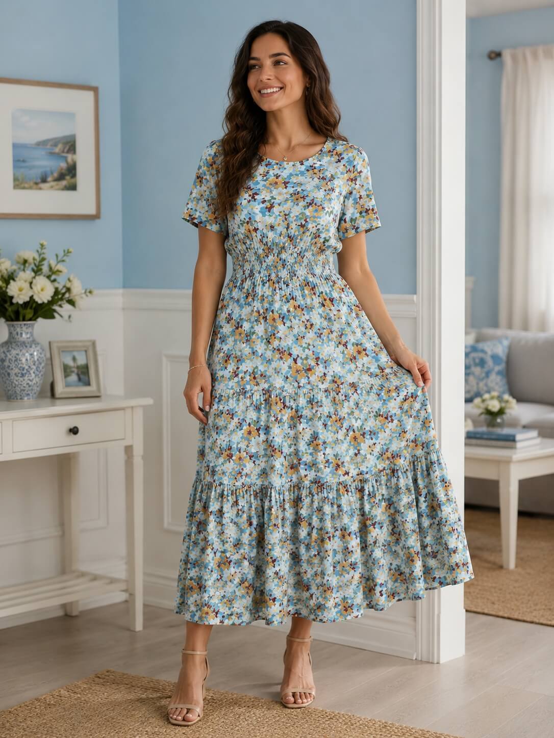 Rochie Florală din 100% Bumbac Natural – Fabricată în România - Model M62