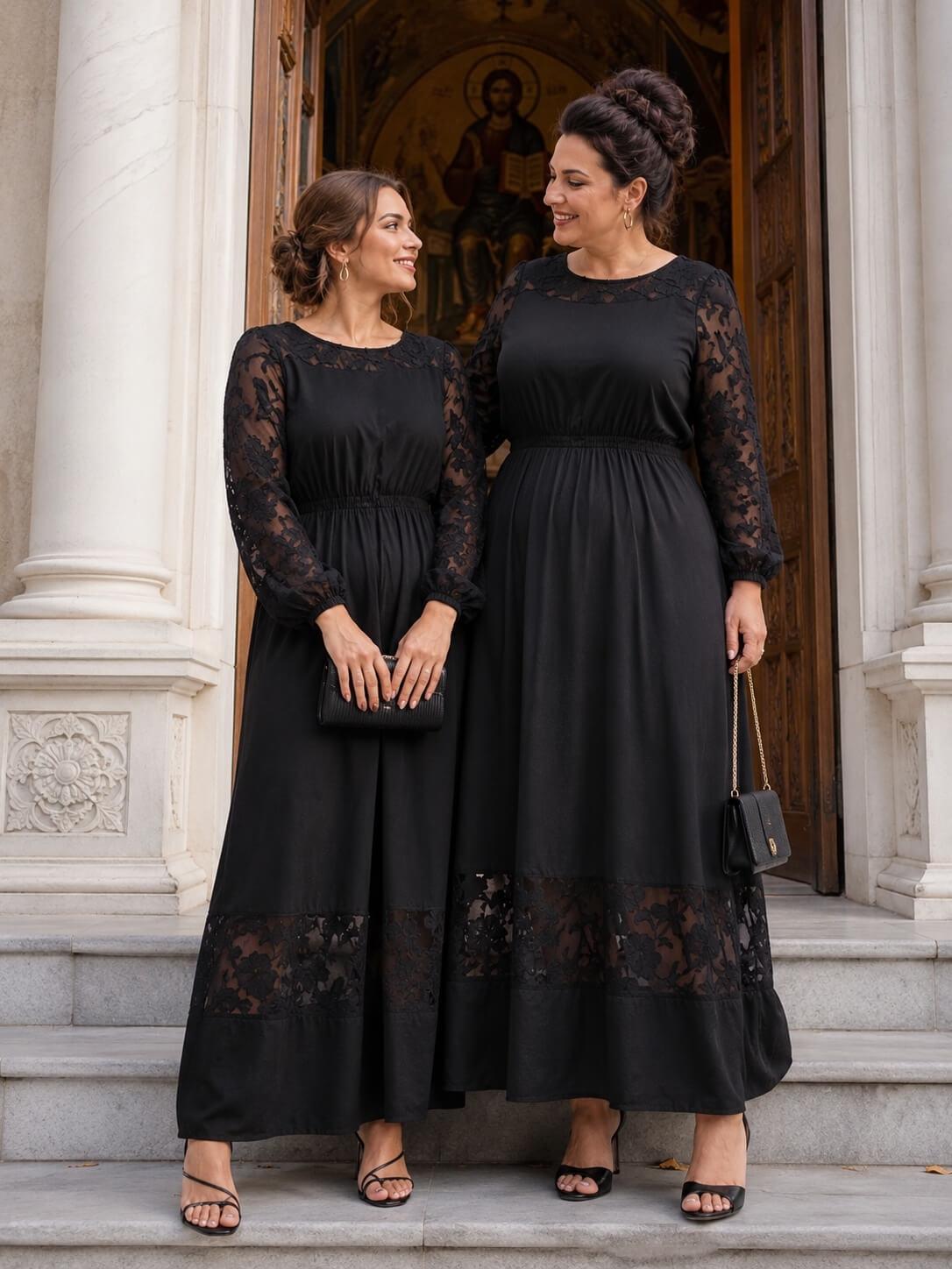 Rochie Elegantă cu Mânecă Lungă și Detalii Florale, Model 455 M31