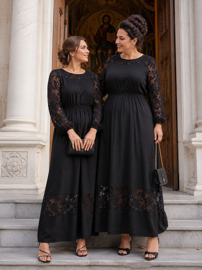 Rochie Elegantă cu Mânecă Lungă și Detalii Florale, Model 455 M31