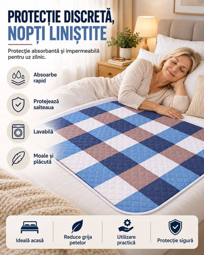 Protecție Absorbantă pentru Pat 80x120 CM – Lavabilă și Reutilizabilă