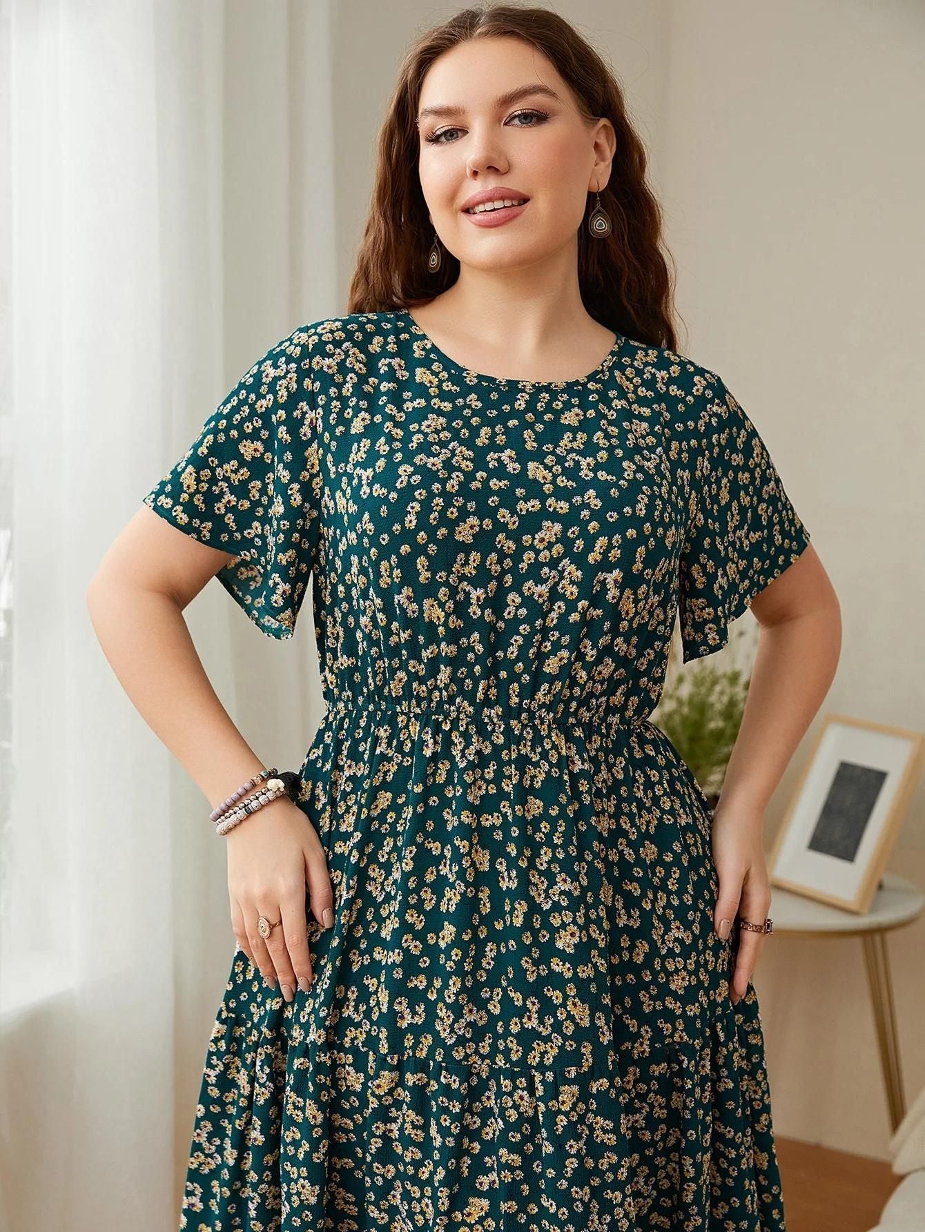 Rochie lunga cu model floral Trendy M3