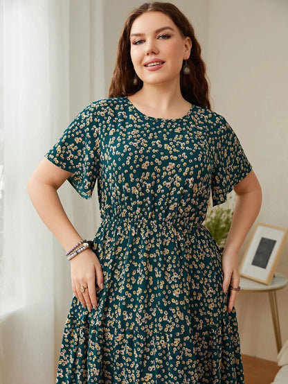 Rochie lunga cu model floral Trendy M3