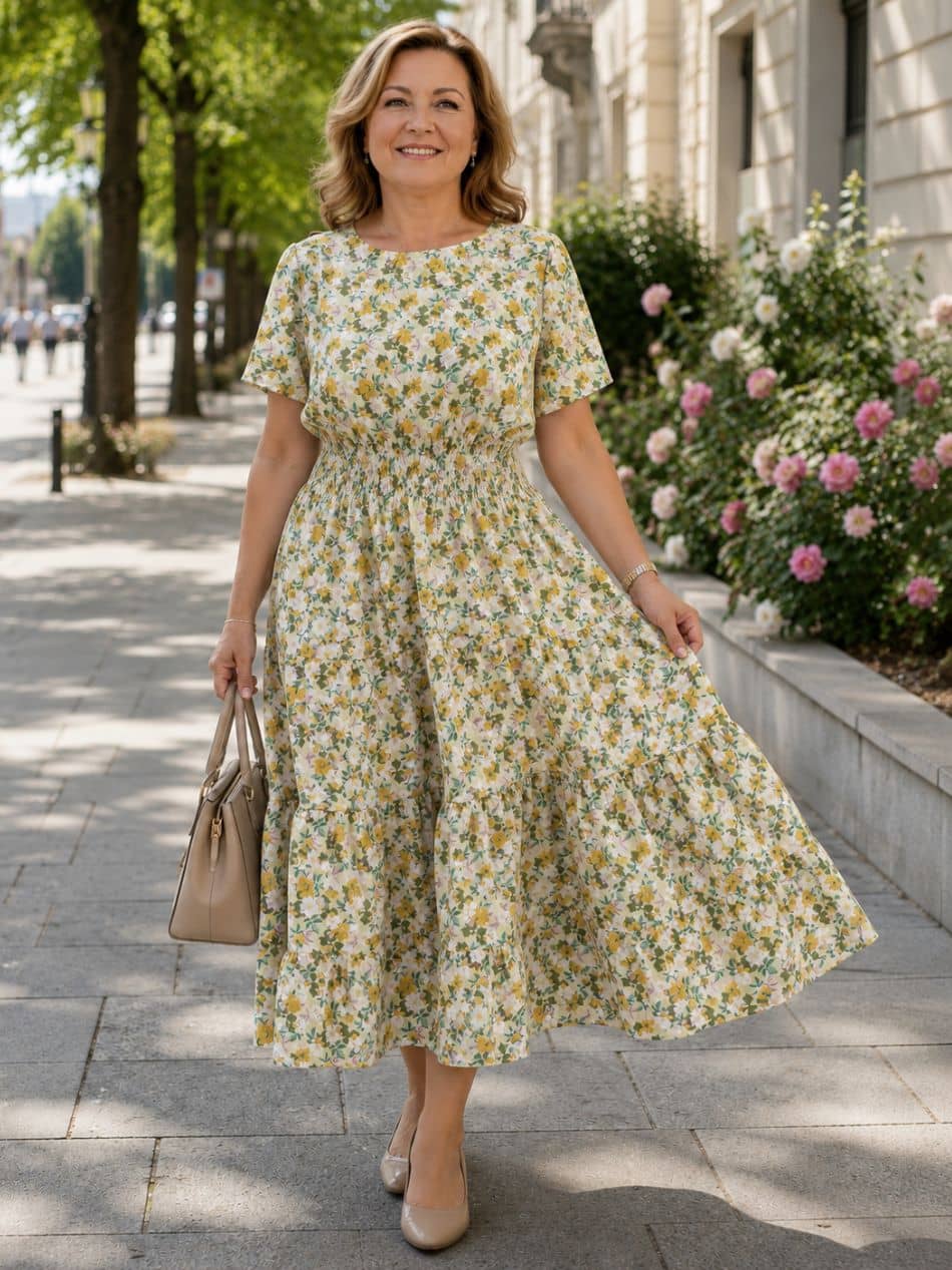 Rochie Florală din 100% Bumbac Natural – Fabricată în România - Model M62