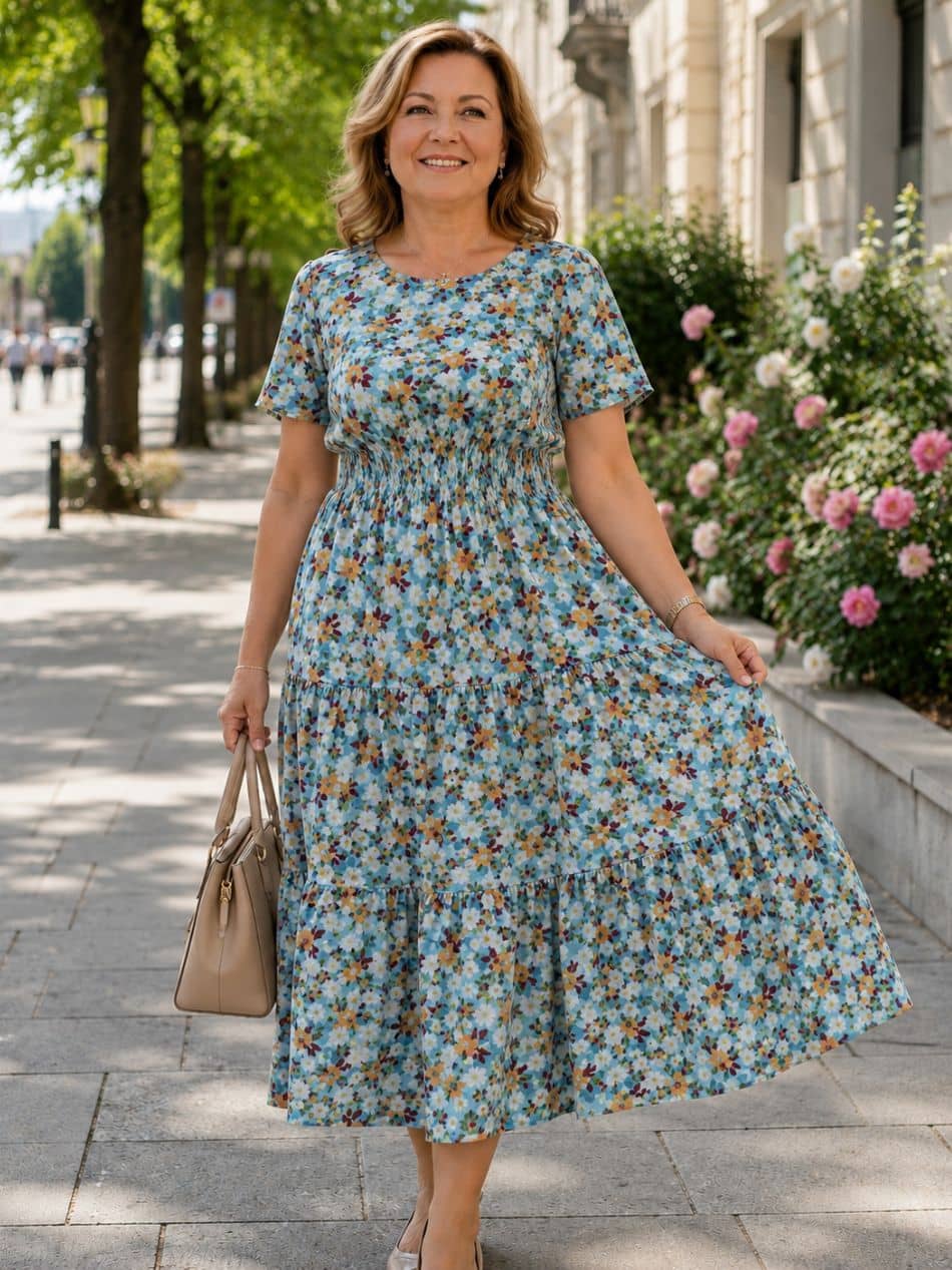 Rochie Florală din 100% Bumbac Natural – Fabricată în România - Model M62