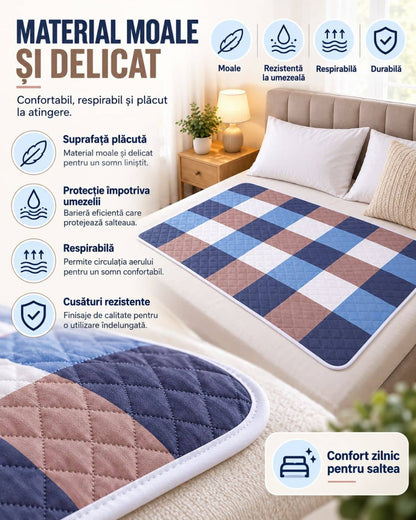 Protecție Absorbantă pentru Pat 80x120 CM – Lavabilă și Reutilizabilă