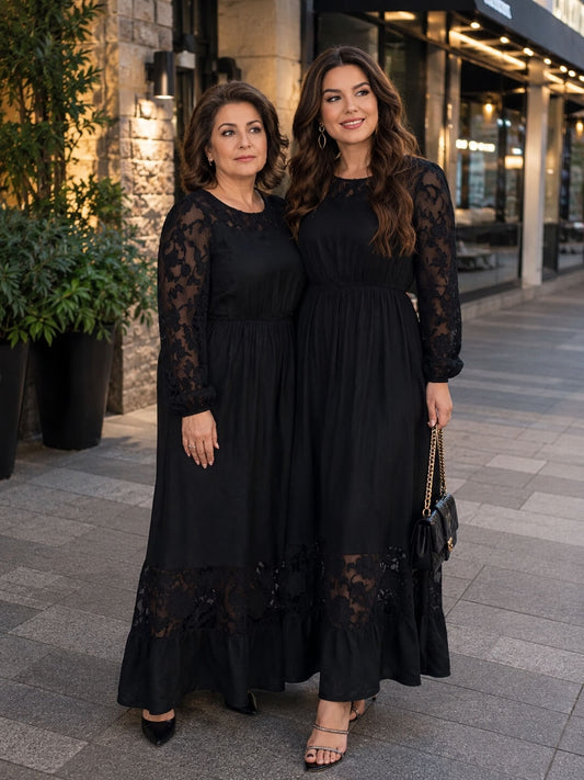 Rochie Elegantă cu Mânecă Lungă și Detalii Florale, Model 455 M31