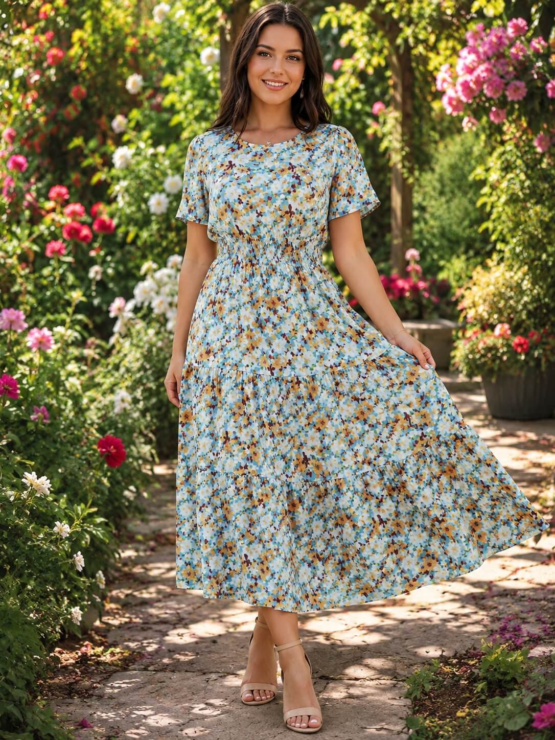 Rochie Florală din 100% Bumbac Natural – Fabricată în România - Model M62