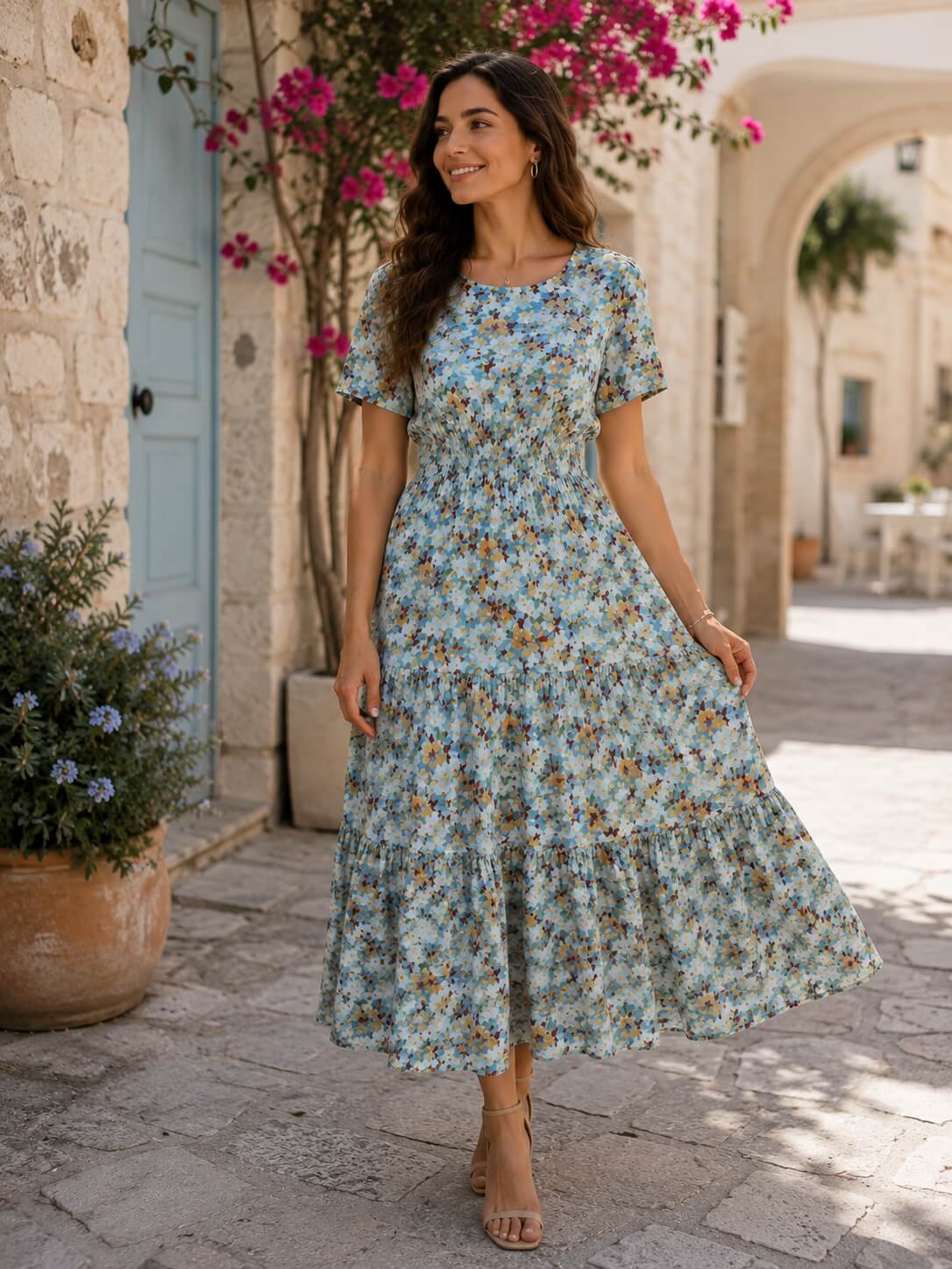Rochie Florală din 100% Bumbac Natural – Fabricată în România - Model M62