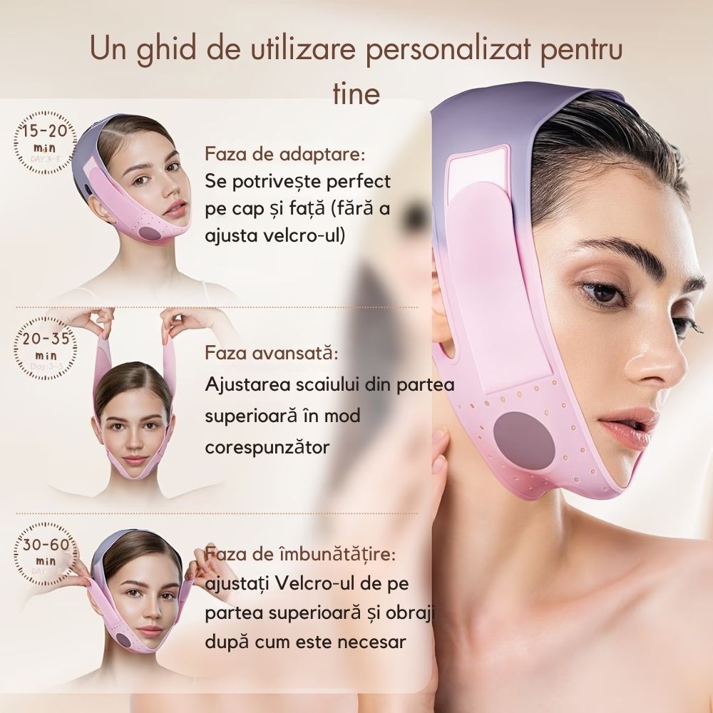 Mască Facială V-Shape – Reglabilă pentru Reducerea Bărbiei Duble